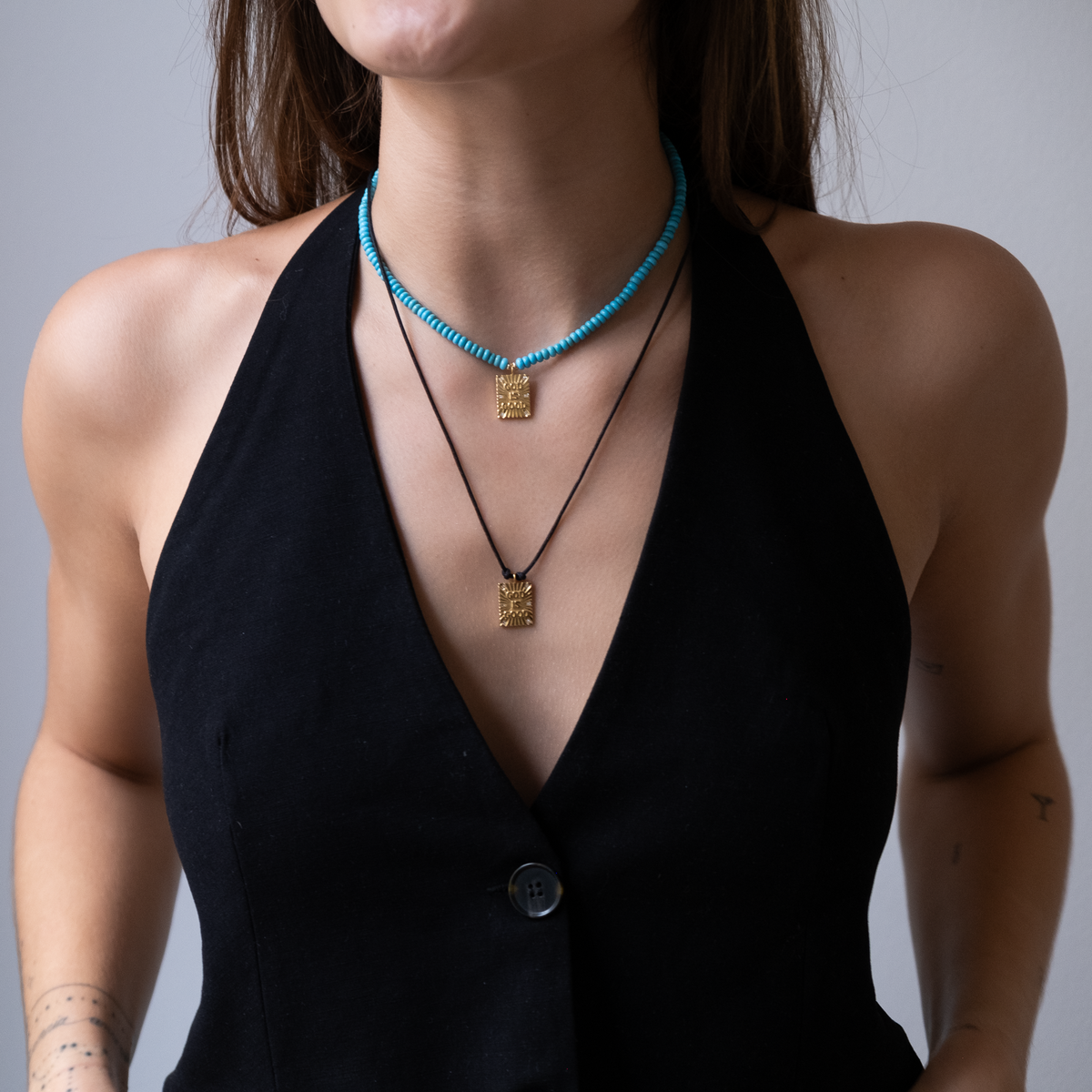 God is good necklace 14k gold, gold necklace, gold pendant necklace, vivien Frank Jewelry