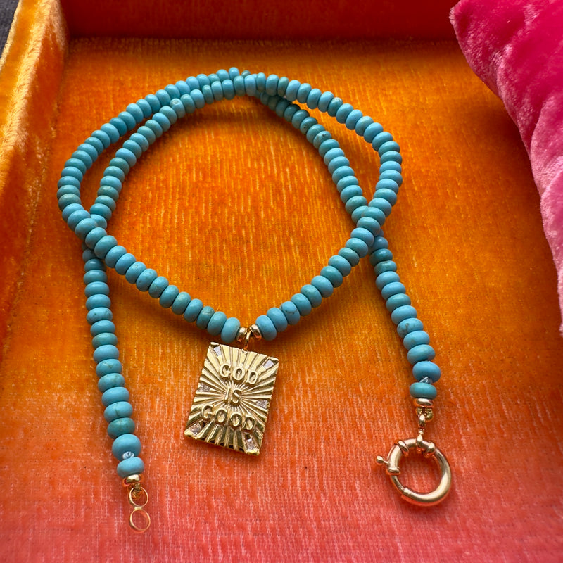 14k gold pendant necklace - God is Good necklace