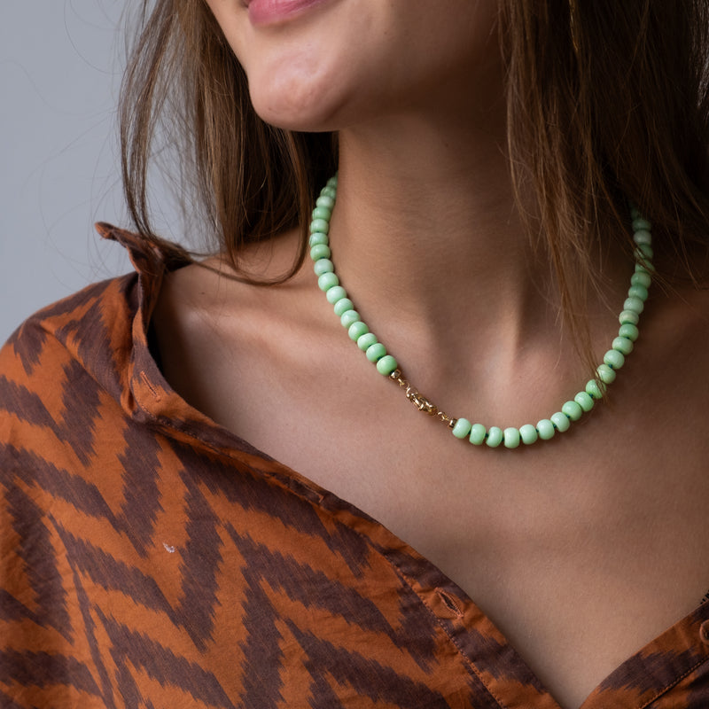 Green opal knotted necklace