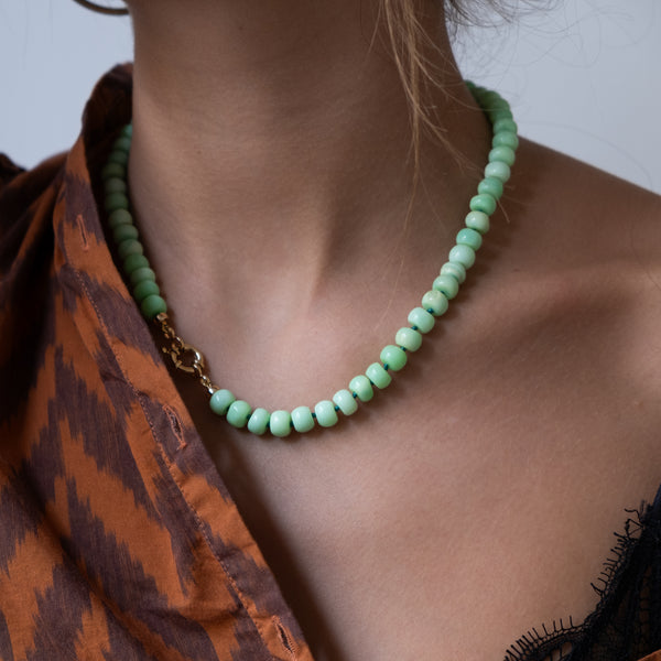 hand knotted green opal necklace