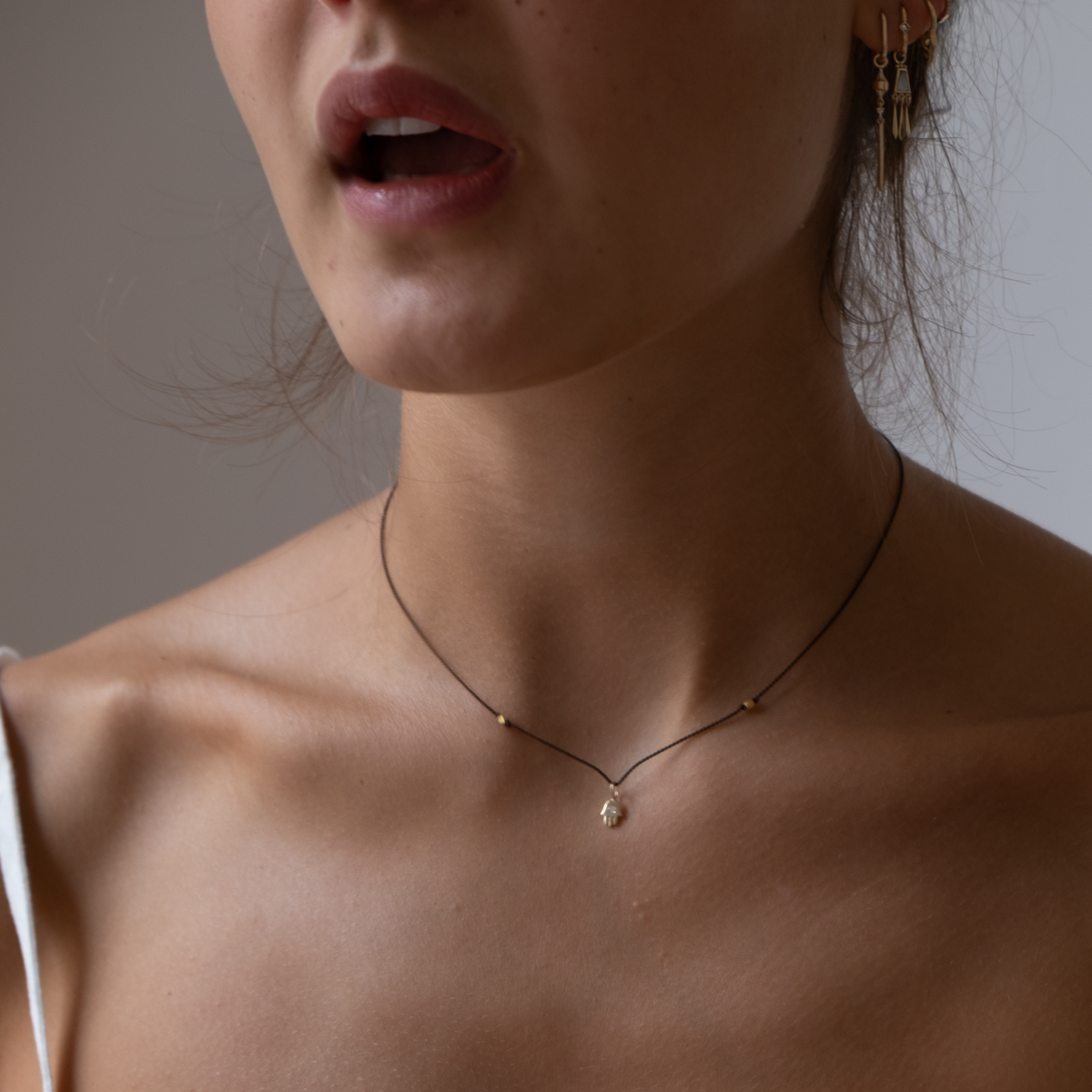 Hamsa Silk Cord Necklace
