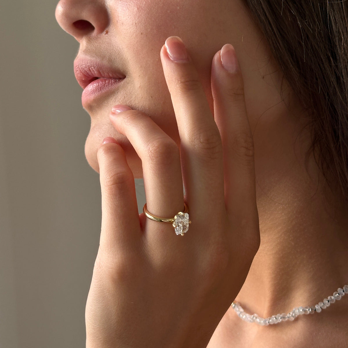 Diamond engagement ring, cushion cut brilliant diamond compass setting in 18k gold, lab grown diamond engagement ring, diamond ring