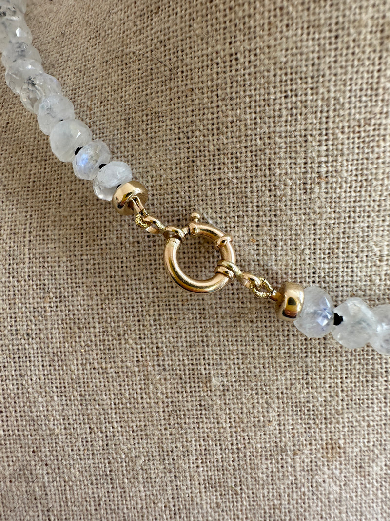 14k gold knotted moonstone necklace