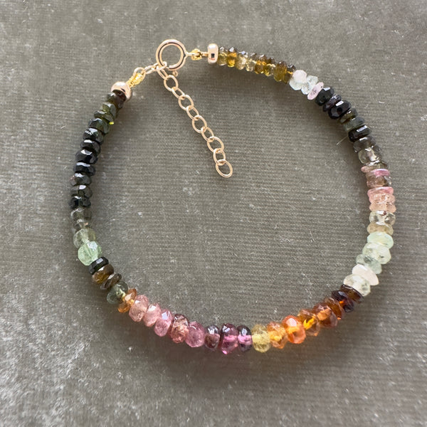 14k Gold Multi Tourmaline Bracelet