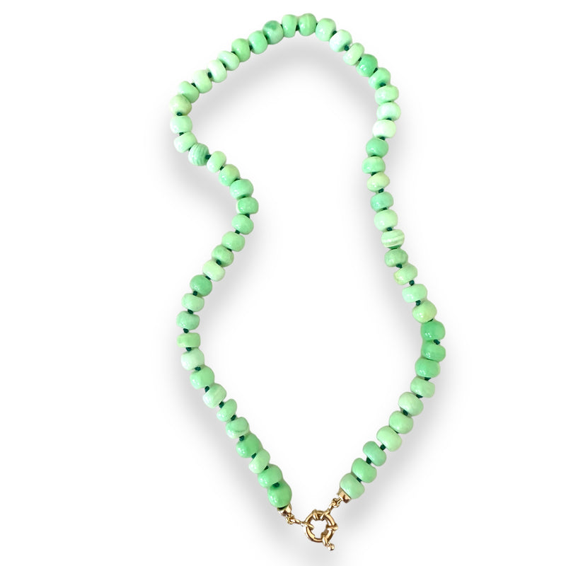 Green Opal gemstone necklace 14k gold