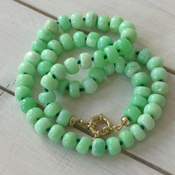 Green Opal gemstone necklace 14k gold