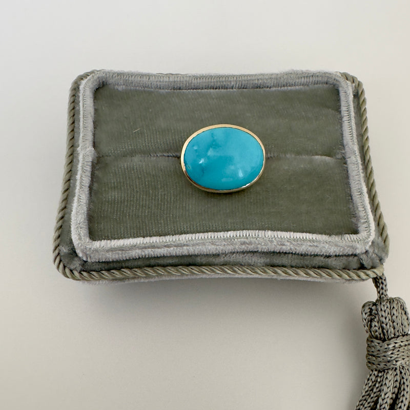 14k Solid Gold Arizona Turquoise Ring