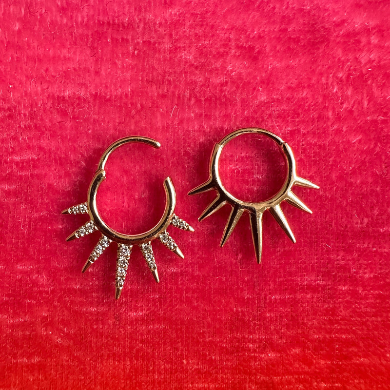 14k Gold Diamond Spike Earring