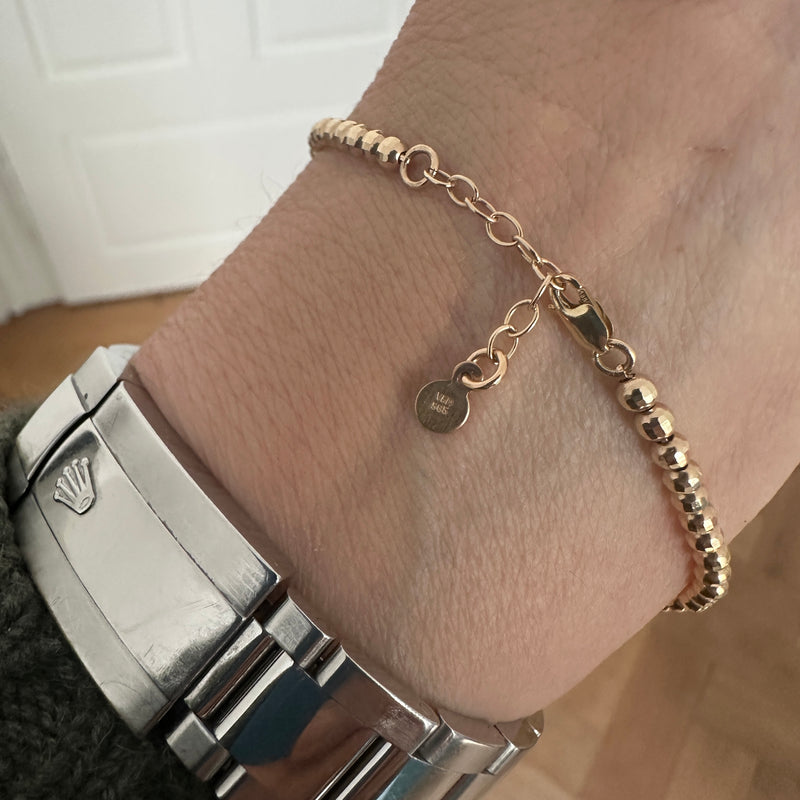 14k White Gold Disco Bead Bracelet