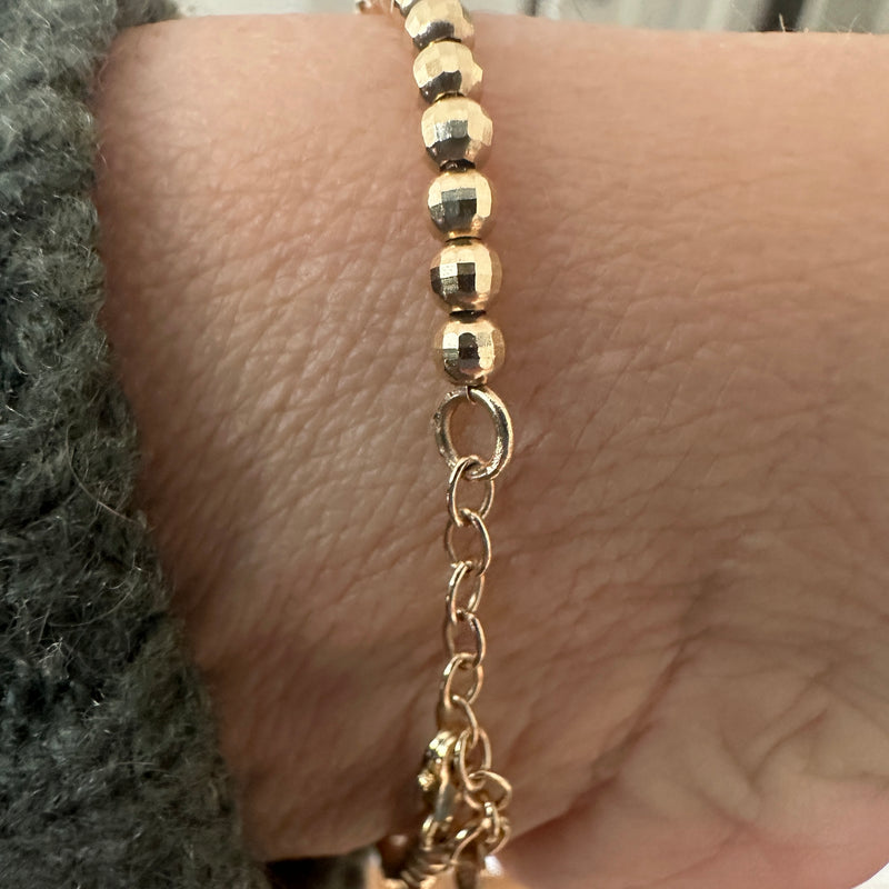 14k White Gold Disco Bead Bracelet
