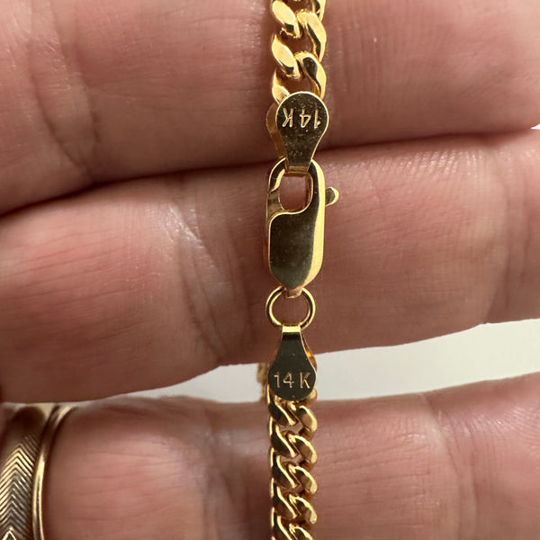 14k Gold Cuban Curb Chain Bracelet