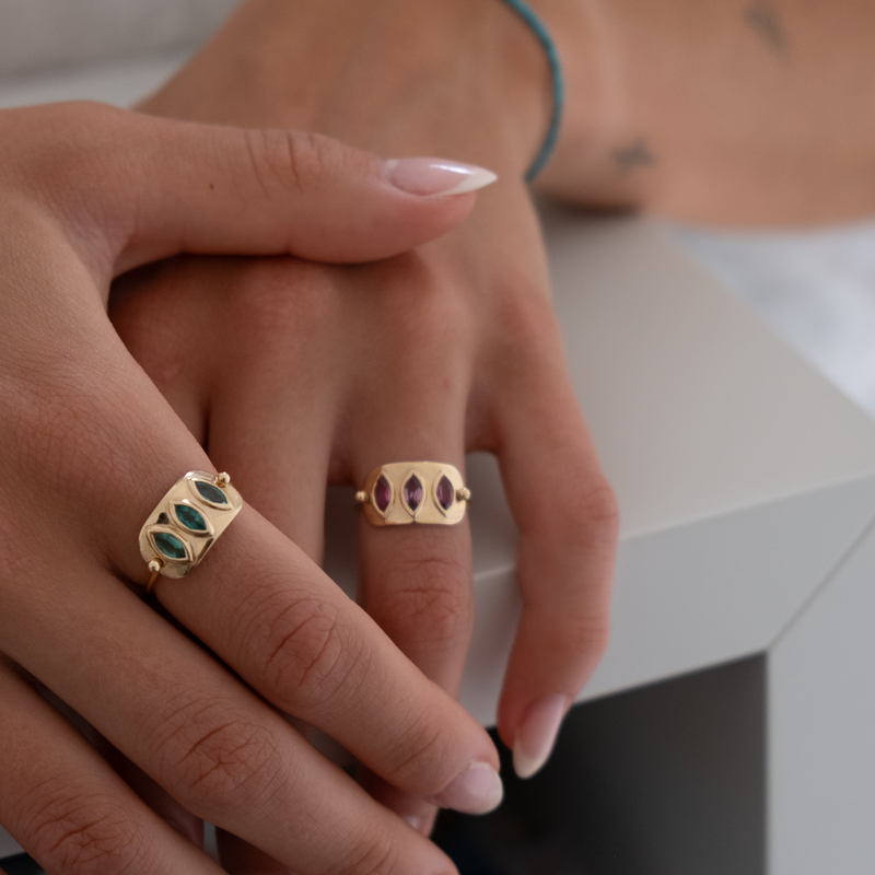 Triple Marquise Ring Emerald