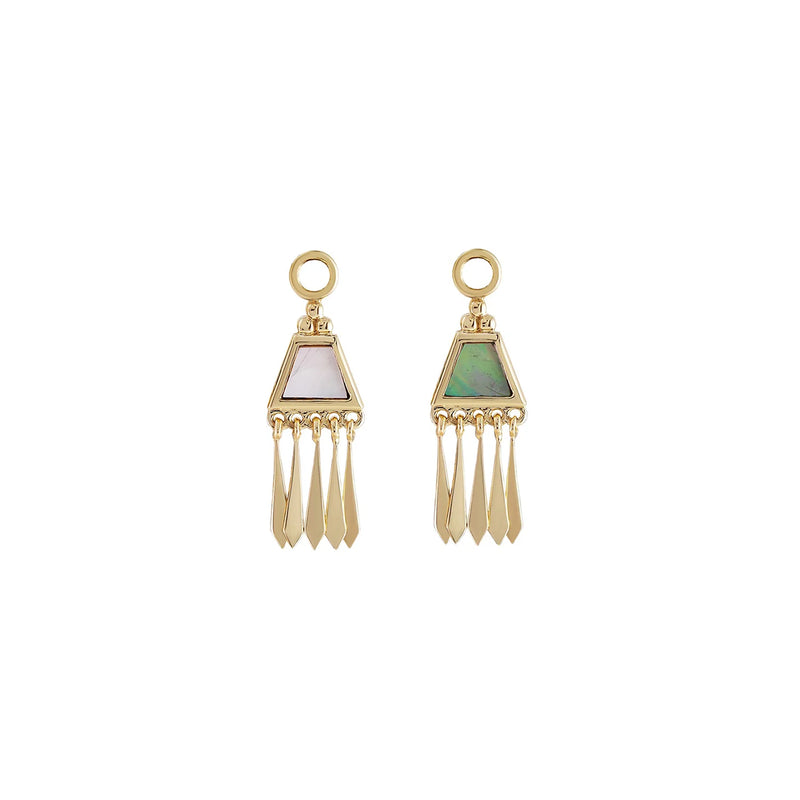 Tassel charm Plaques with 5 tassels in 9k gold