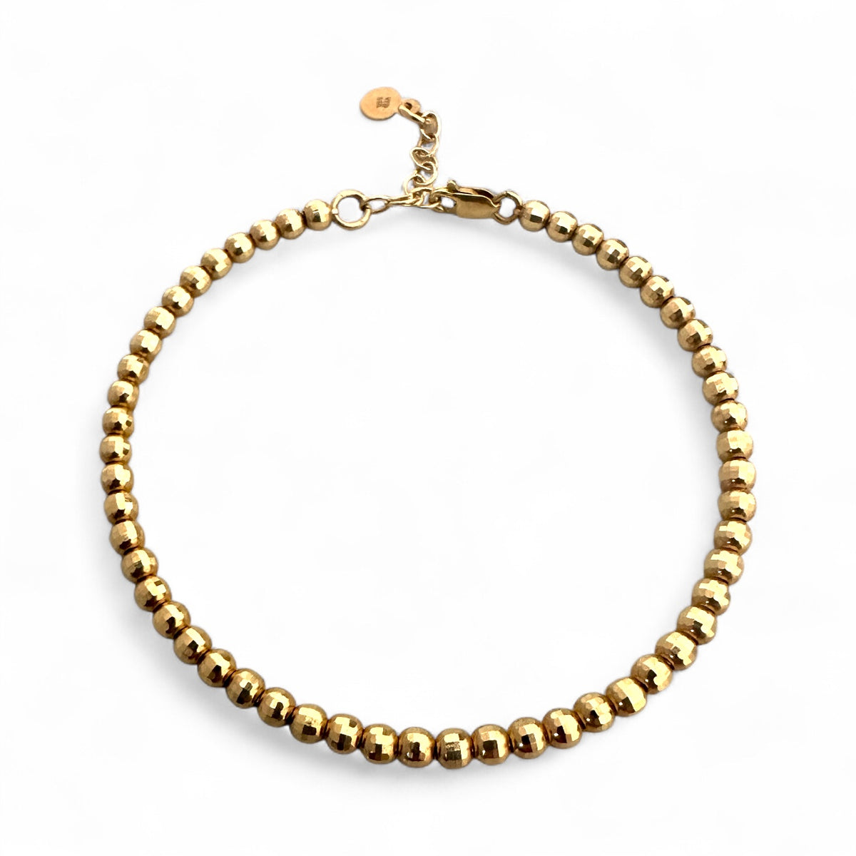 14k Yellow Gold Disco Bead Bracelet