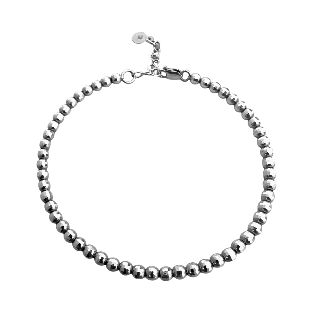 14k White Gold Disco Bead Bracelet