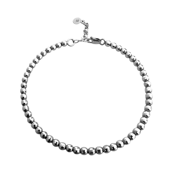 14k White Gold Disco Bead Bracelet