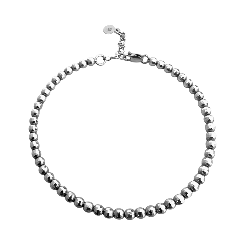 14k White Gold Disco Bead Bracelet