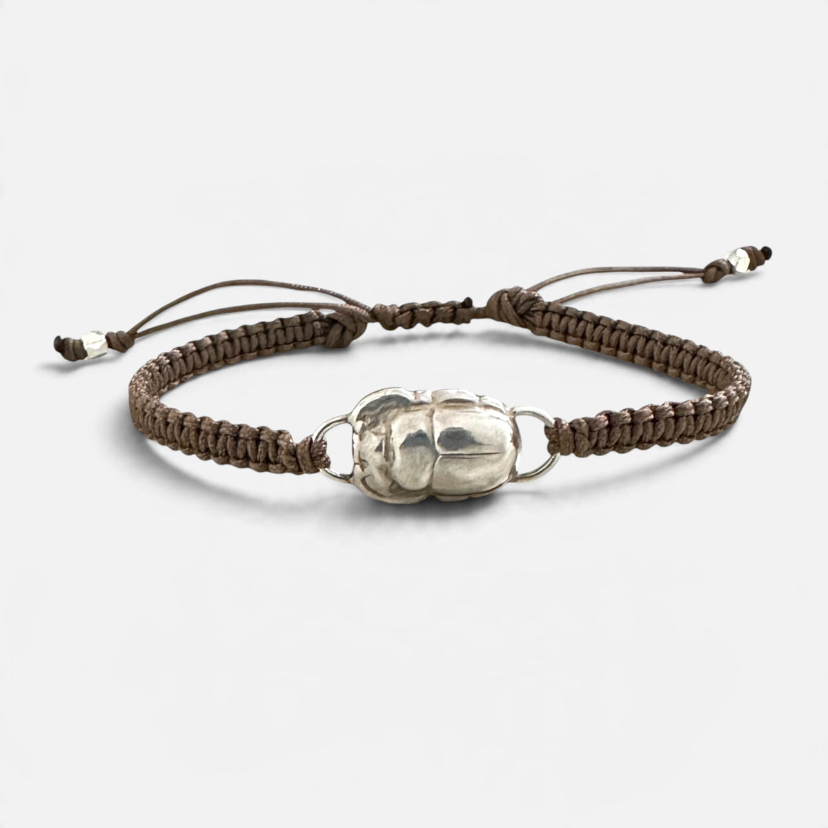 14k Scarab macrame charm bracelet