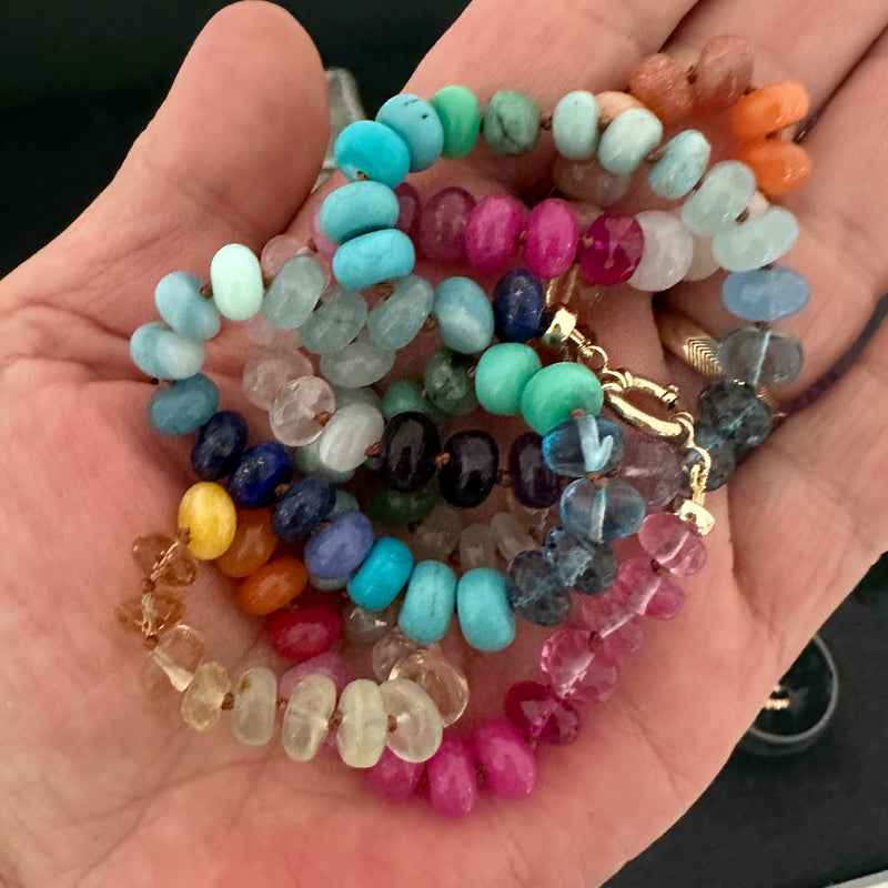 Long Rainbow gemstone candy necklace 14k gold OOAK – Vivien Frank