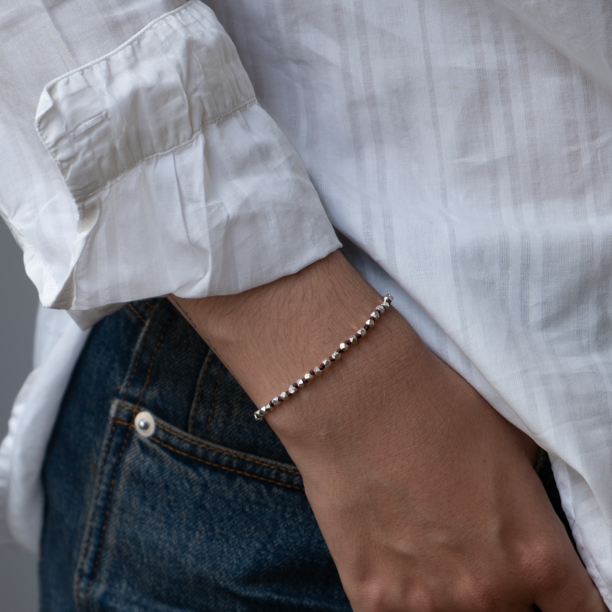 Sterling silver knotted nugget bracelet