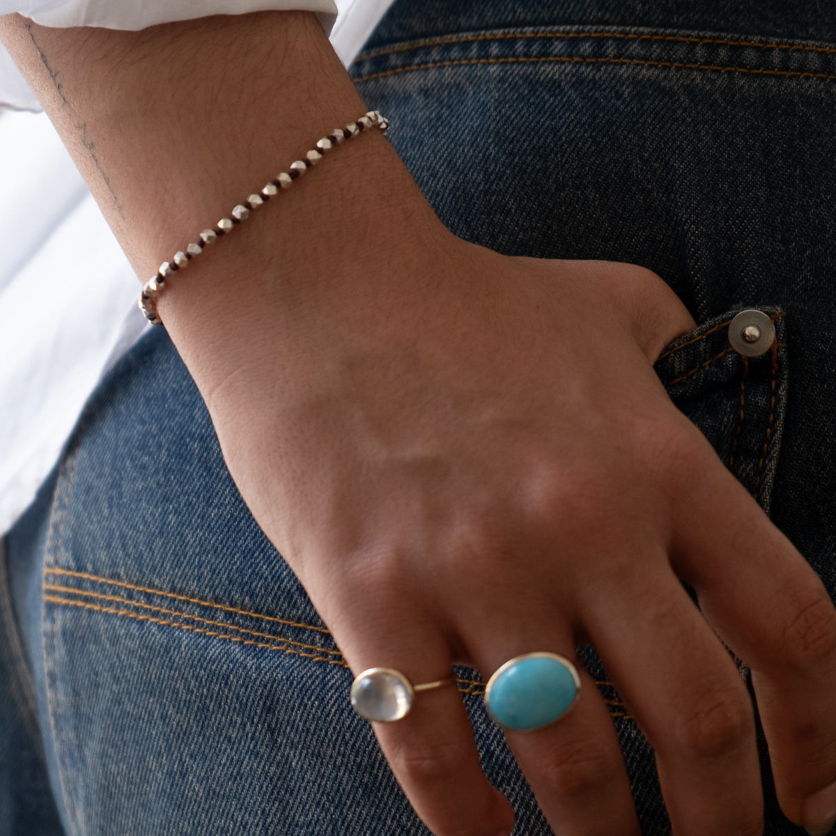 Sterling silver knotted nugget bracelet