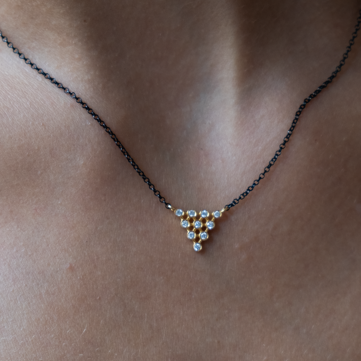 14k Gold Triangle Diamond necklace