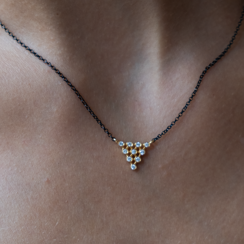 14k Gold Triangle Diamond necklace