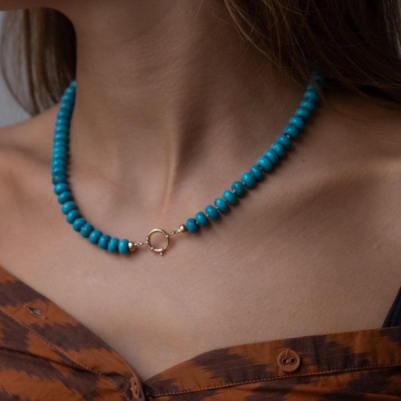 Turquoise 14k knotted necklace