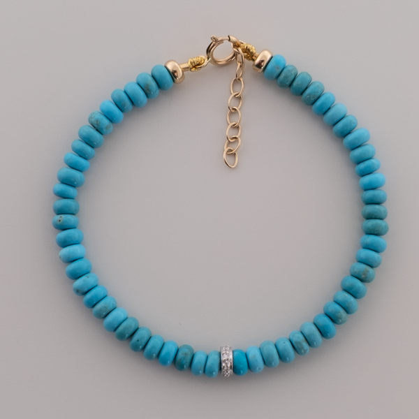 14k Gold Turquoise Diamond Accent Bracelet
