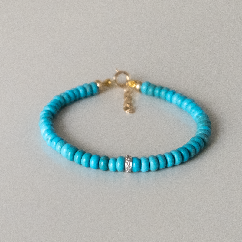 14k Gold Turquoise Diamond Accent Bracelet