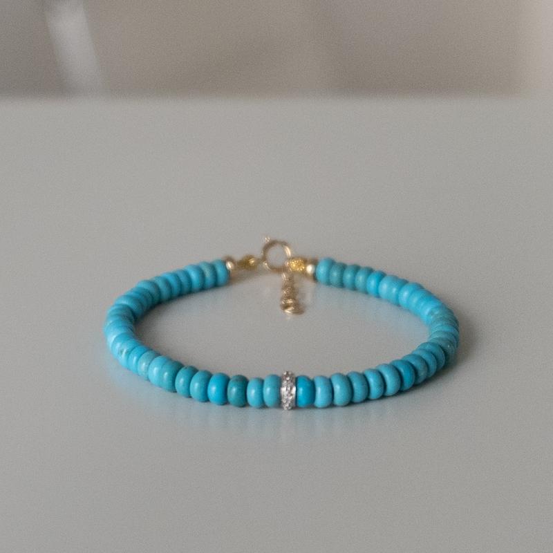 14k Gold Turquoise Diamond Accent Bracelet