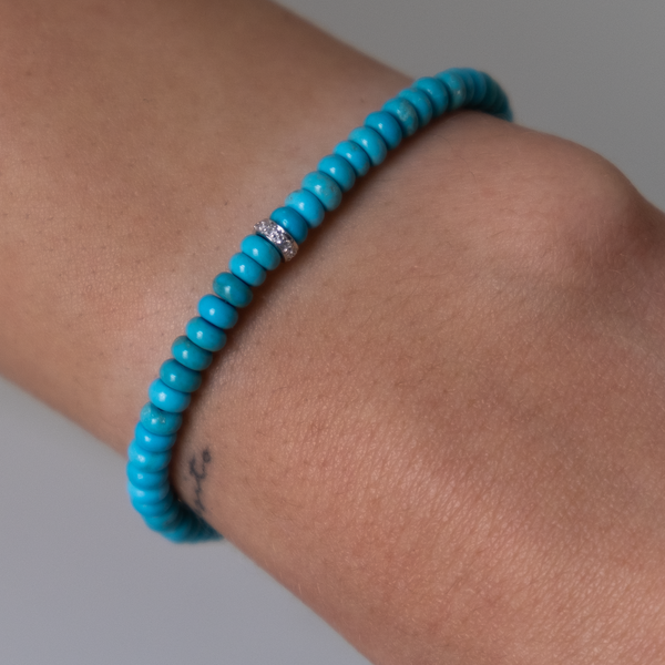 14k Gold Turquoise Diamond Accent Bracelet