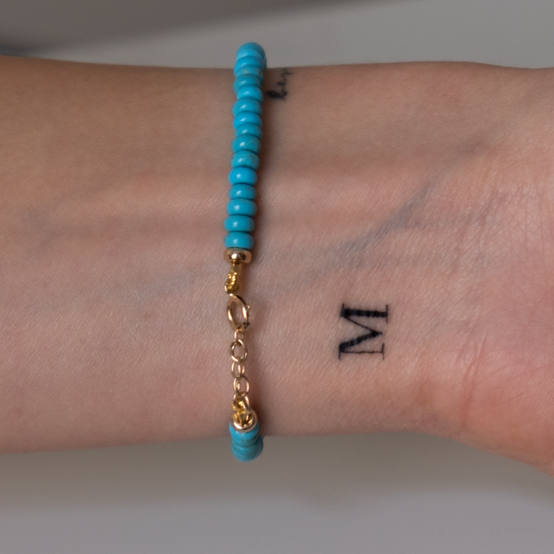 14k Gold Turquoise Diamond Accent Bracelet