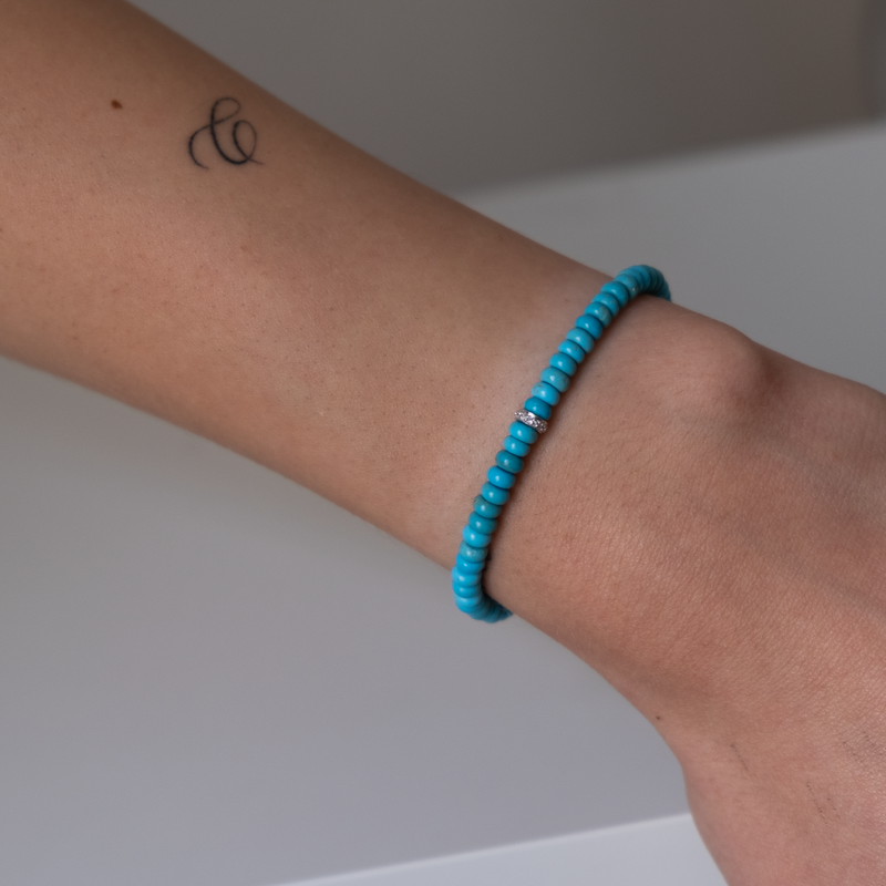 14k Gold Turquoise Diamond Accent Bracelet