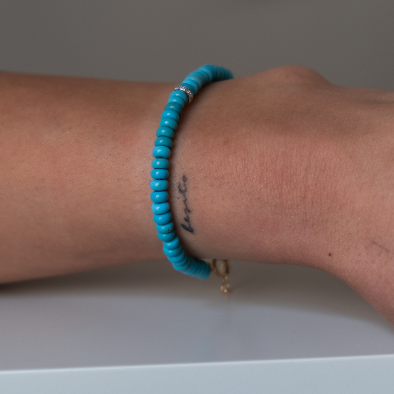 14k Gold Turquoise Diamond Accent Bracelet