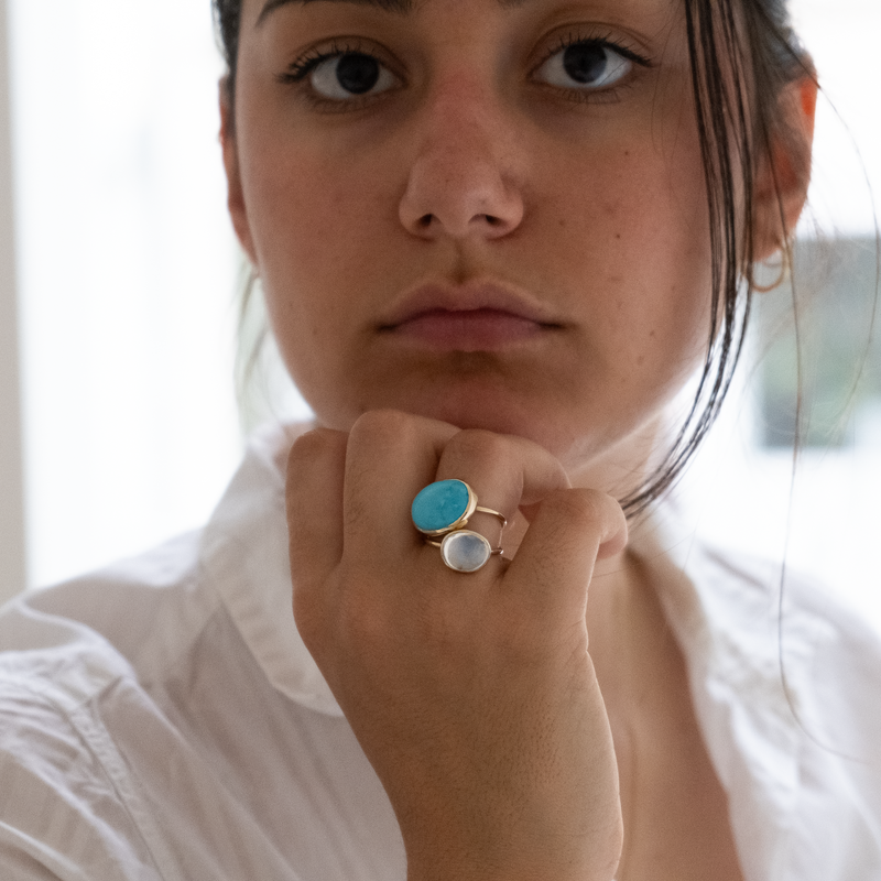 14k Solid Gold Arizona Turquoise Ring
