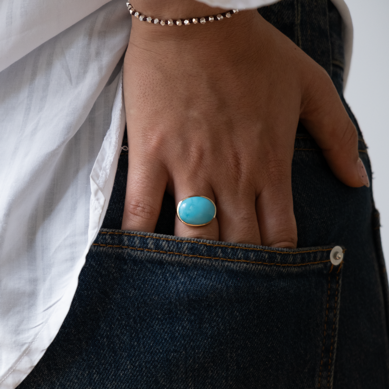 14k Solid Gold Arizona Turquoise Ring