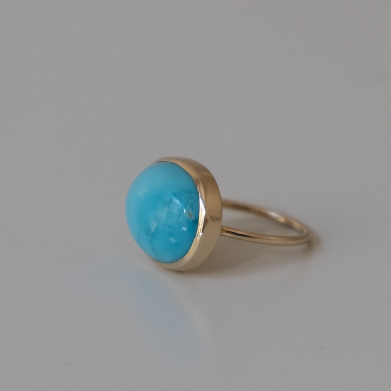 14k Solid Gold Arizona Turquoise Ring