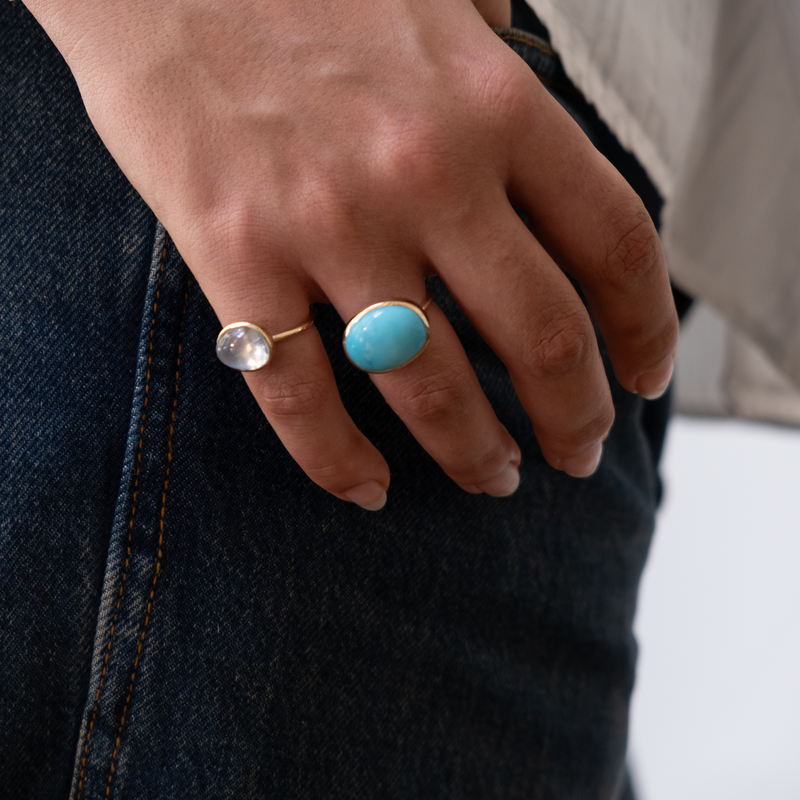 14k Solid Gold Moonstone Ring