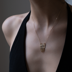 celine doust eye neclace, 14k gold talisman necklace