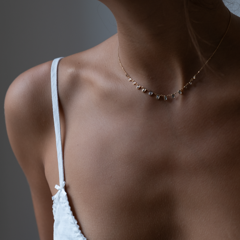 Slices of the Universe Rose cute Grey Diamond Necklace