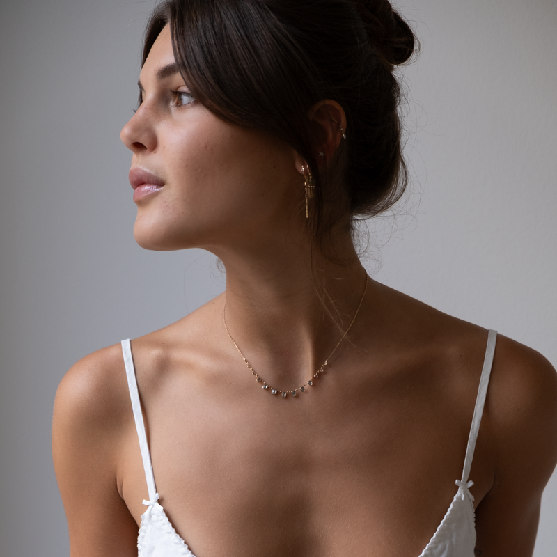 Slices of the Universe Rose cute Grey Diamond Necklace