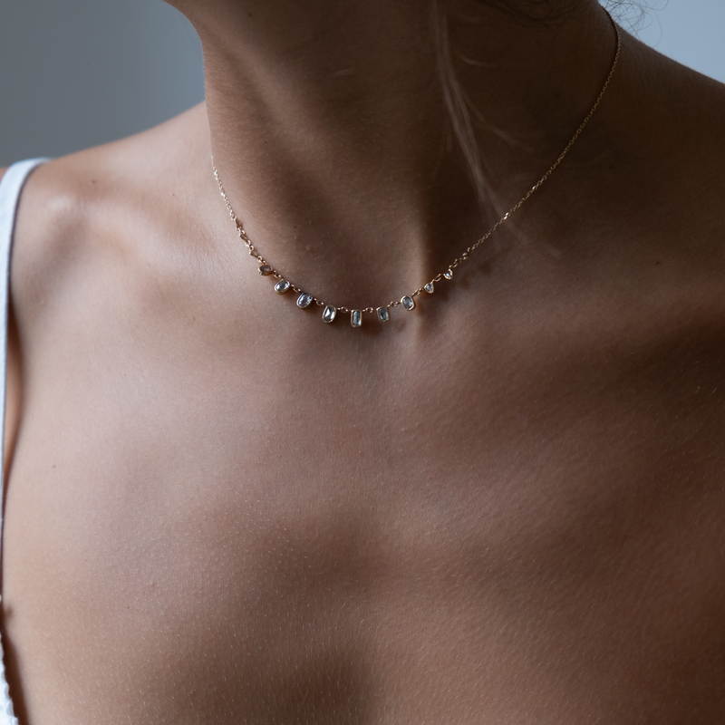 Slices of the Universe Rose cute Grey Diamond Necklace