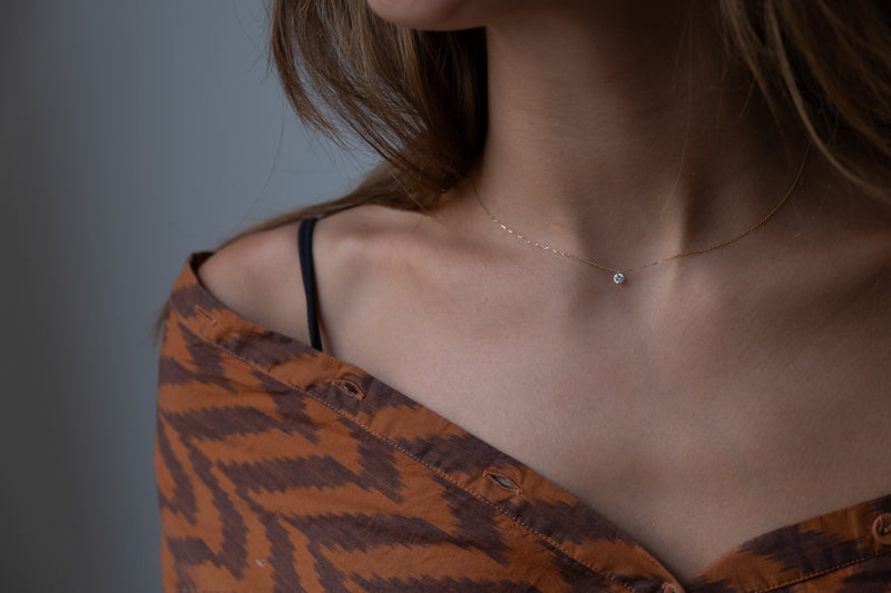 Floating diamond necklace by Vivien Frank Designs