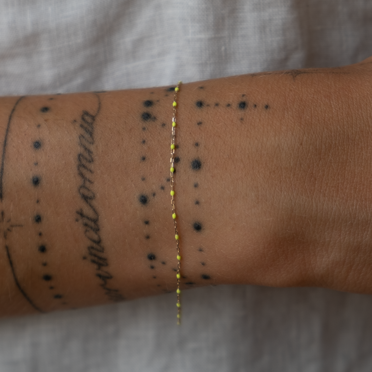 Gold Enamel bead bracelet