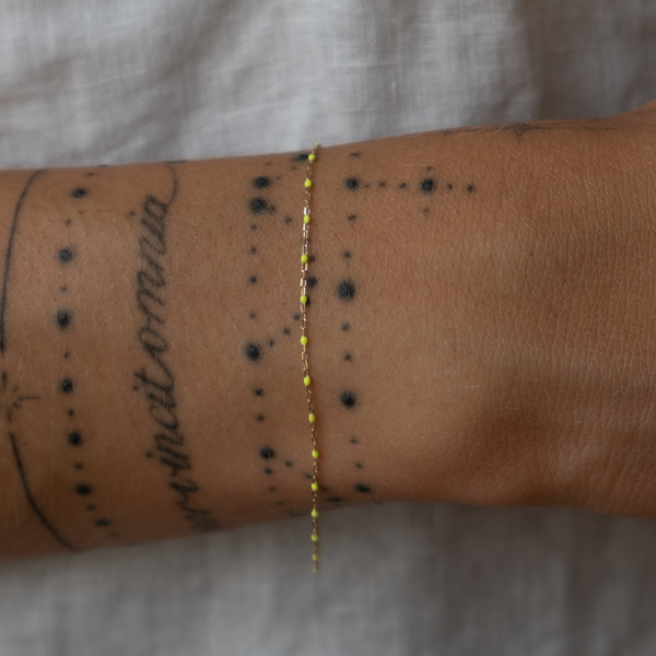 Gold enamal bead bracelet