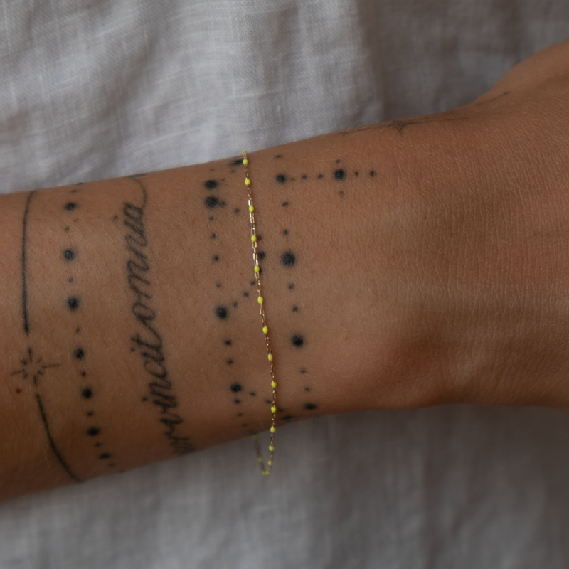 Gold enamal bead bracelet