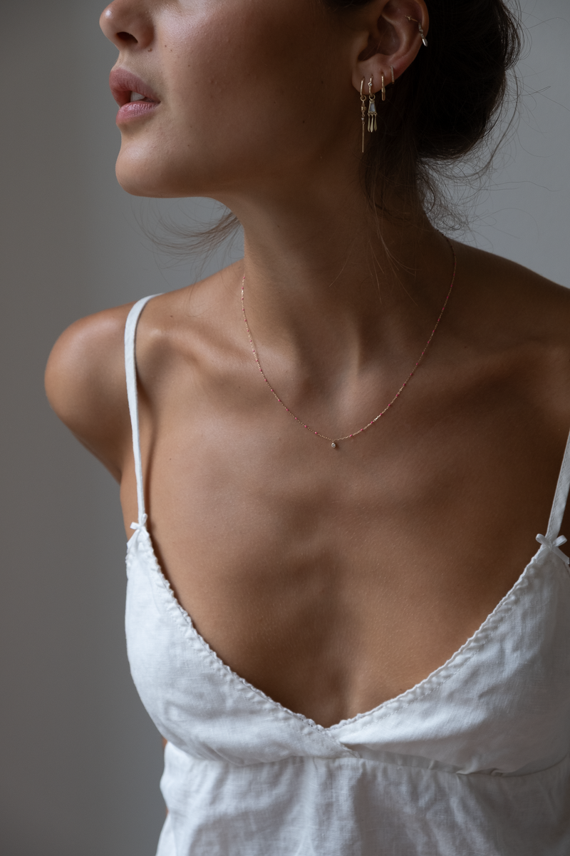Rose Gold enamal bead necklace