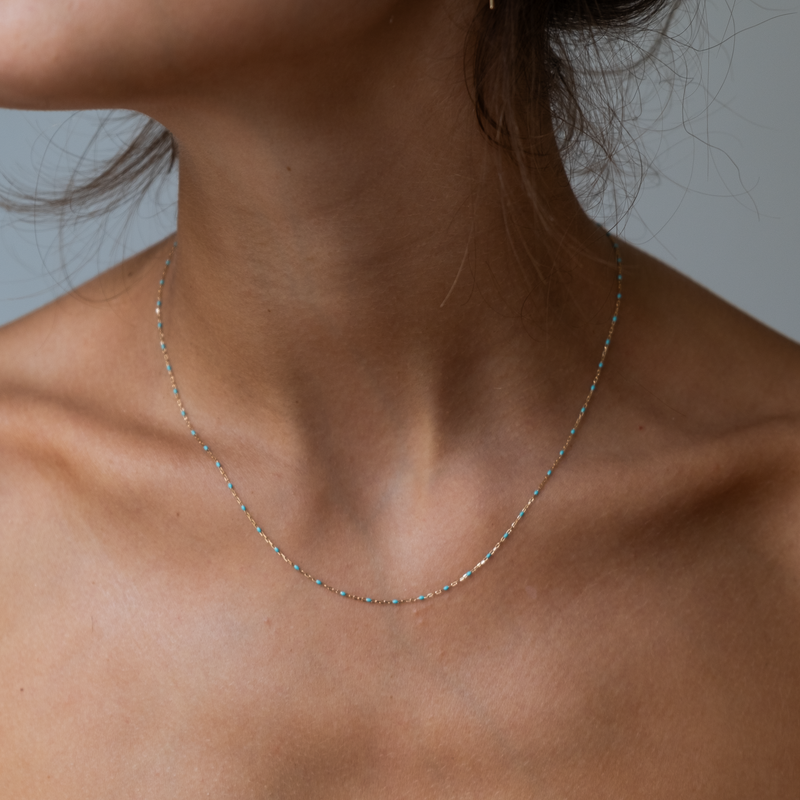 Rose Gold enamal bead necklace