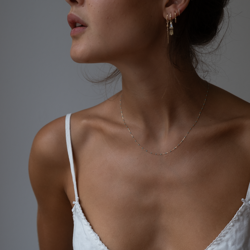 Rose Gold enamal bead necklace